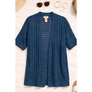 Chico’s Open-Front Knit Cardigan Teal Blue Size‎ 2 (Large/XL) coastal layering